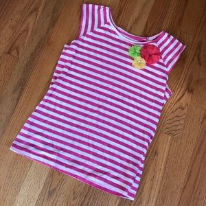 🌷PLACE🌷 HOT PINK STRIPE TEE GIRLS SIZE XL/14YR